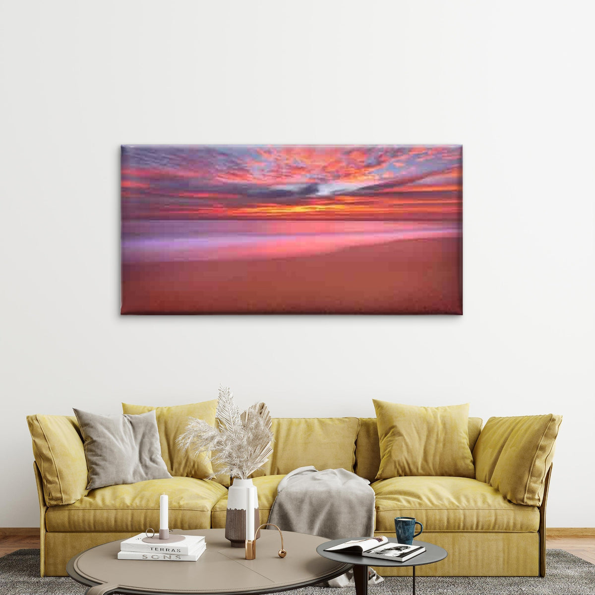 Modern Beach Ocean Horizon Wall Art Canvas Office Home Room Framed 120x60cm