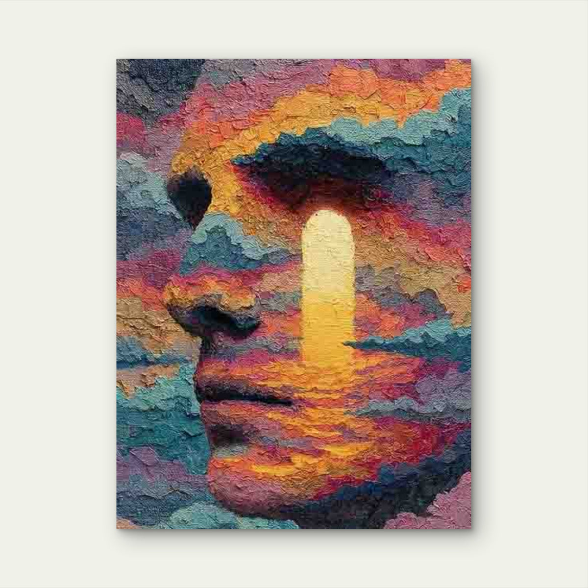 Abstract Surreal Cloud Head Metal Print Ready to Hang