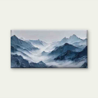 Misty Blue Mountain Landscape Wall Art Canvas Office Home Room Framed 120x60cm