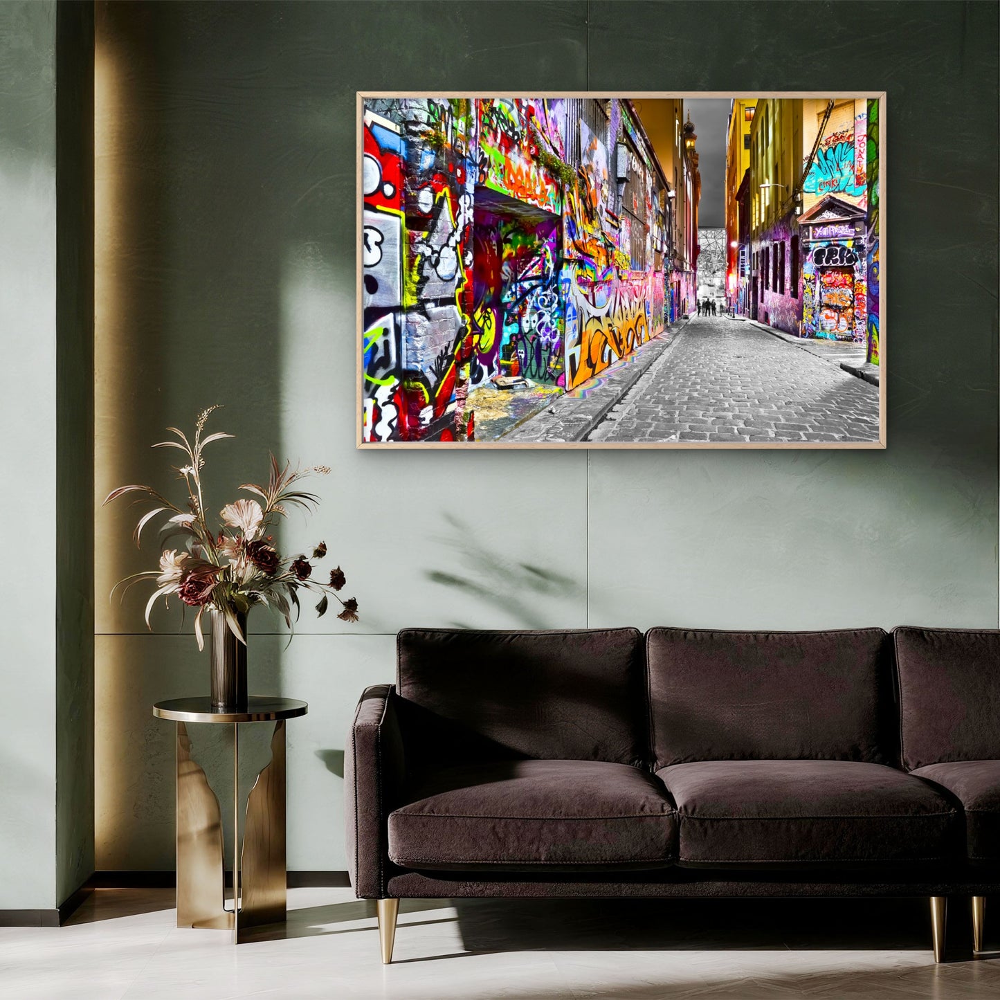 Modern Graffiti Night Street Painting Wall Art Decor 100% Australian Made