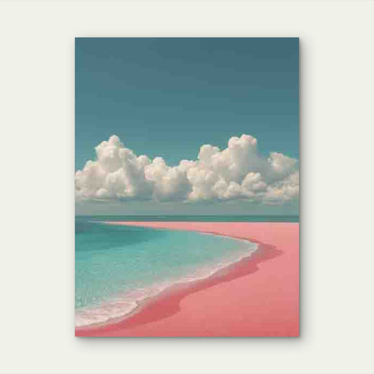 Beautiful Beach with Pink Sand60x90cm Metal Print Ready to Hang