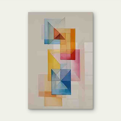 Abstract of Overlapping Colorful Geometric Blocks 60x90cm Metal Print Ready to Hang - Bella Home Decor