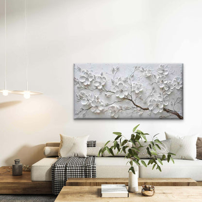 White Flowers on a Branch Wall Art Canvas Office Home Room Framed 120x60cm