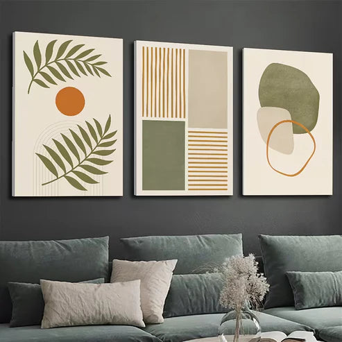 3pcs Modern Geometric Abstract Wall Art Set Canvas Framed 50x70cm - High Quality Print 100% Australian Made Wall Canvas Ready to Hang