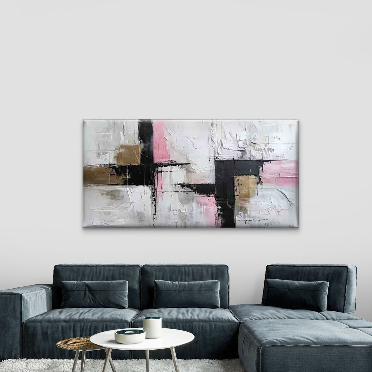 Abstract Geometric Design Wall Art Canvas Office Home Room Framed 120x60cm