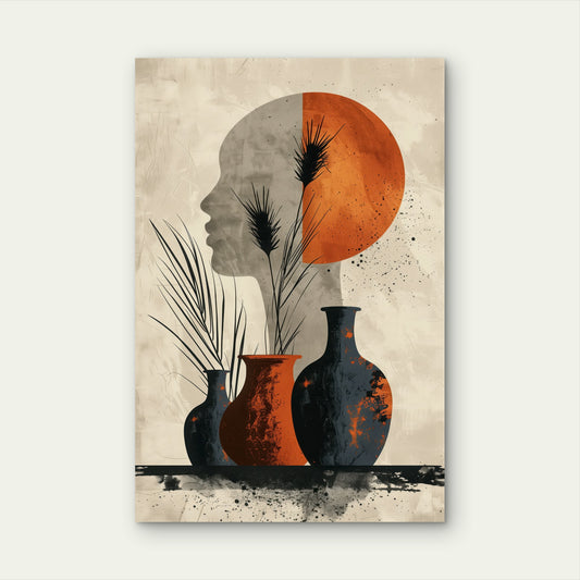 Digital Art Style Pottery Illustration 40x60cm Metal Print Ready to Hang