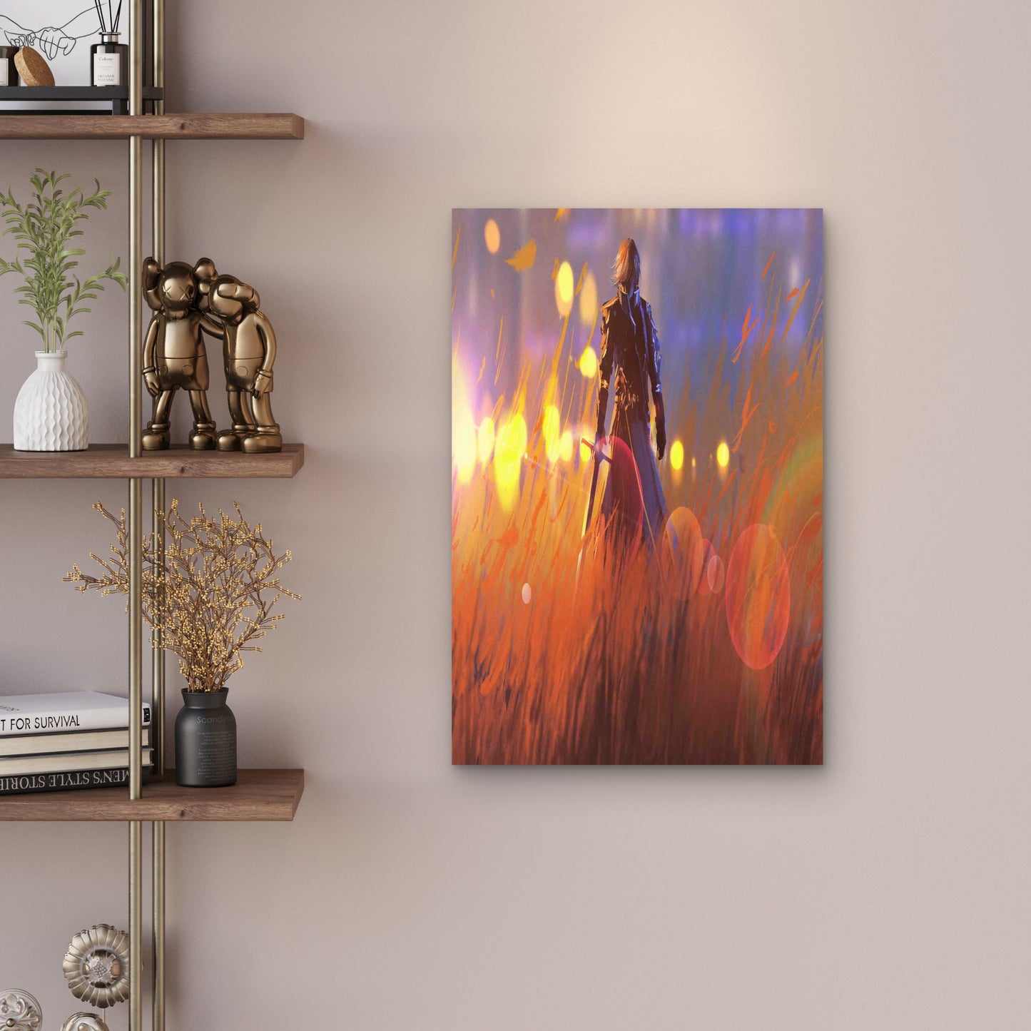 Knight Warrior Standing Sword Field Metal Print Ready to Hang