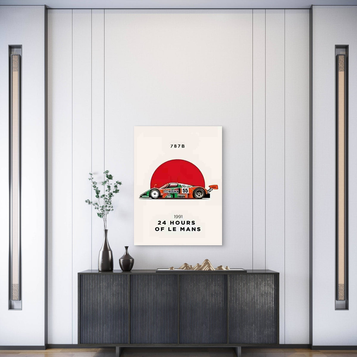 Red and Green Modern Racing Art Metal Print Ready to Hang