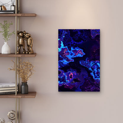 Luminous Neon Fluid Topography 60x90cm Metal Print Ready to Hang