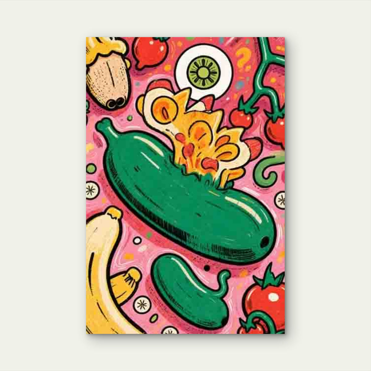 Vegetable-Themed Abstract Art Style Metal Print Ready to Hang