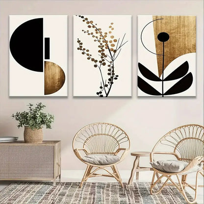 3pcs Minimalist, Golden, Brown, Green, Red, Purple,Metal Print Ready to Hang Art