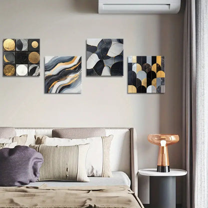 4pcs Metallic Texture Metallic Texture Wall Art Canvas Framed