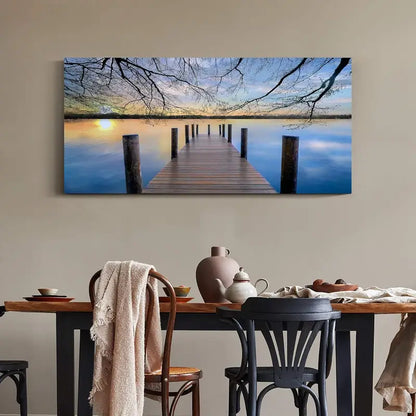 Nature Lake Boardwalk Wonderland Wall Art canvas office home room framed 120x60cm