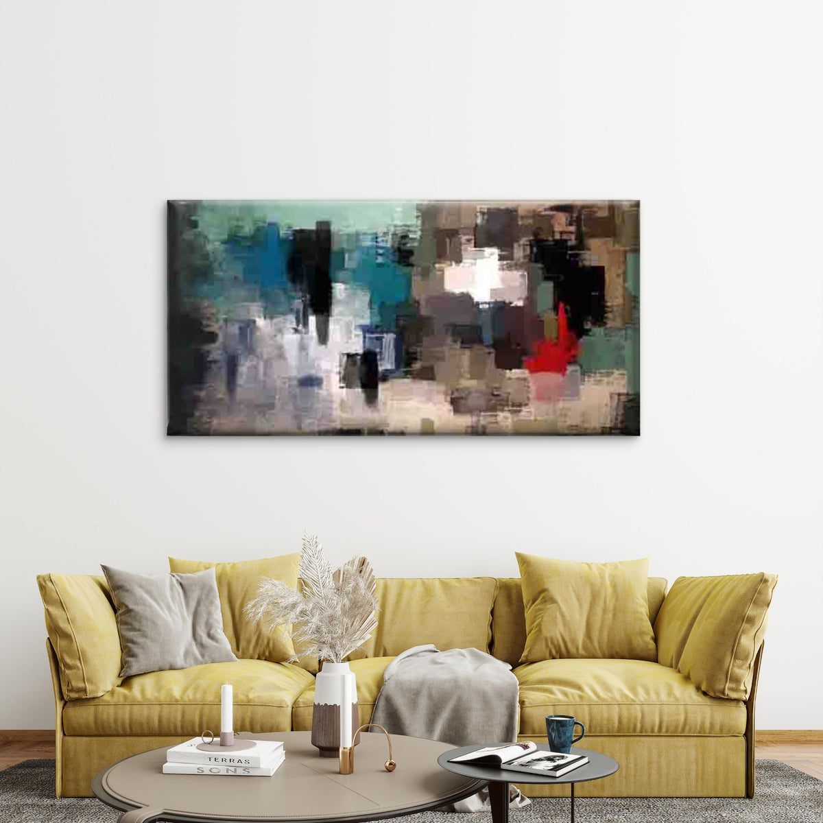 Abstract Design of Geometric Wall Art Canvas Office Home Room Framed 120x60cm