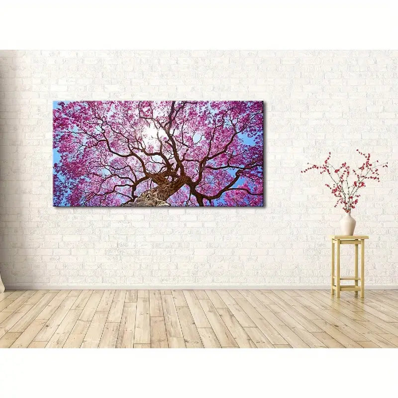 Modern Floral Tree Spring Pink Flowers Wall Art canvas office home room framed 120x60cm