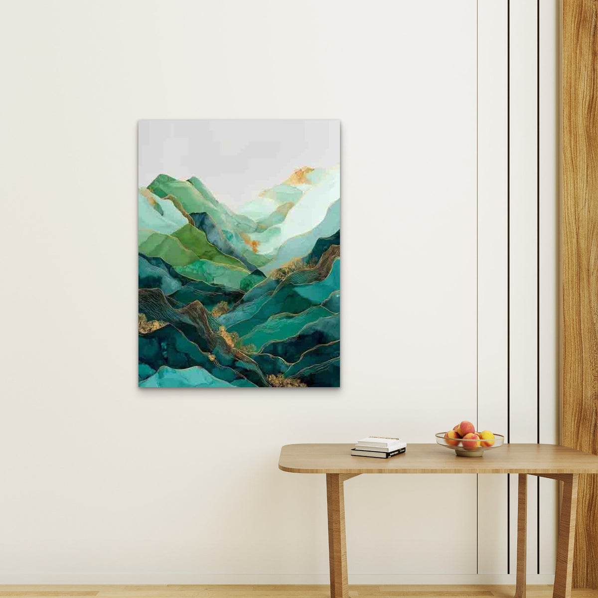Abstract Green Mountains 60x90cm Metal Print Ready to Hang