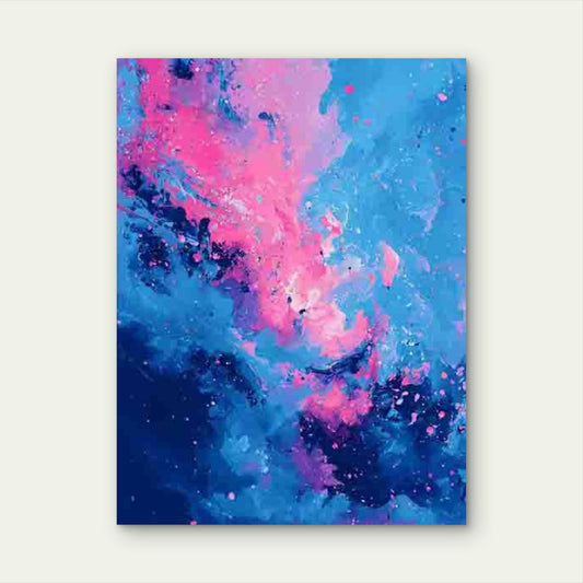 Abstract Art in Blue And Pink Ink 60x90cm Metal Print Ready to Hang