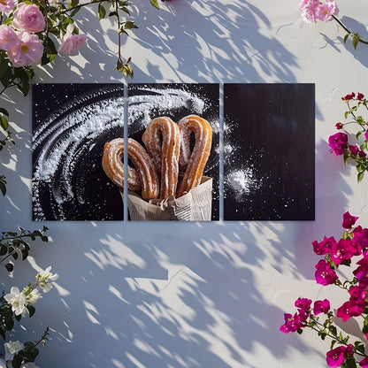 3pcs Churros with Sugar Dust Wall Art Set Canvas Framed 60x90cm - High Quality Print 100% Australian Made Wall Canvas Ready to Hang