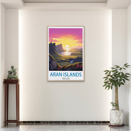 Vintage Aran Islands Ireland Travel Poster Print Wall Art