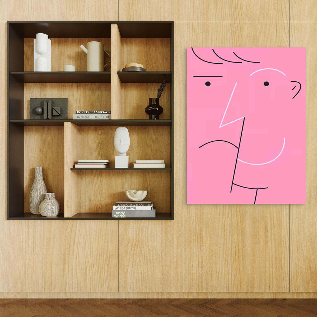 Abstract Pink Face 60x90cm Metal Print Ready to Hang