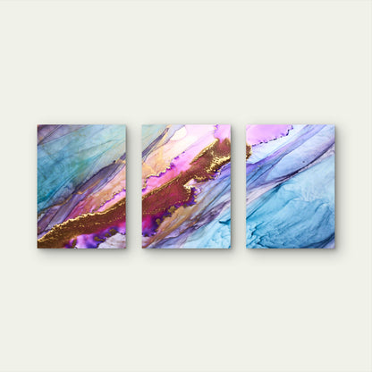 3pcs Colorful Abstract Alcohol Ink Metal Print Ready to Hang Art