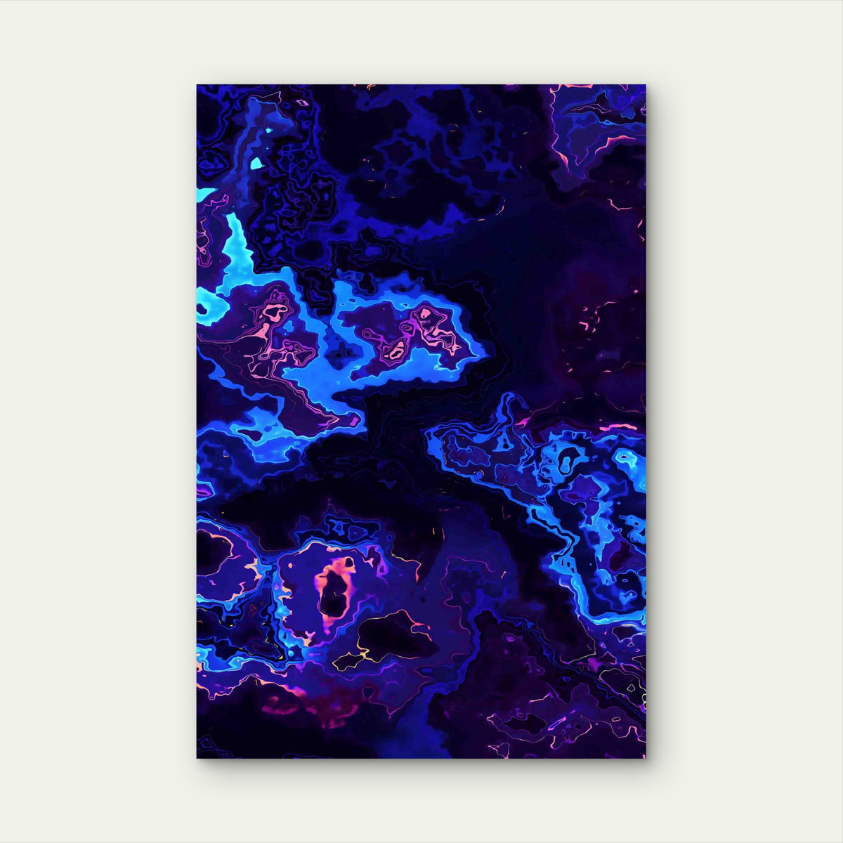 Luminous Neon Fluid Topography 60x90cm Metal Print Ready to Hang