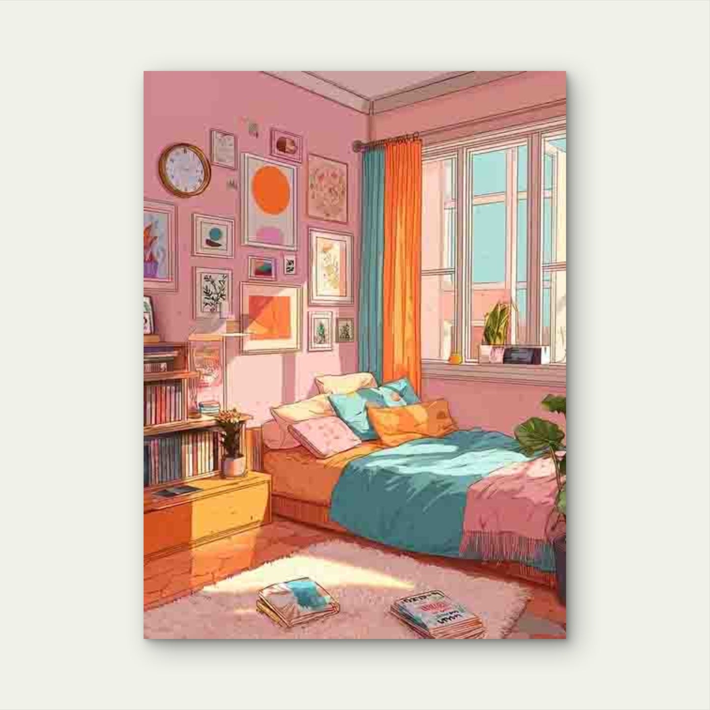 Trendy Preppy Orange Teal Dopamine 60x90cm Metal Print Ready to Hang