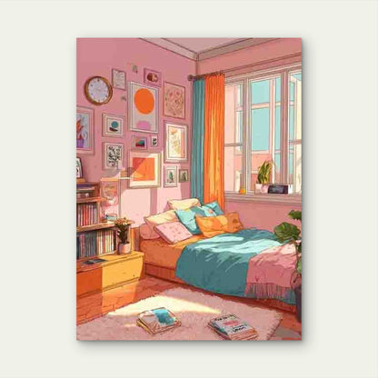 Trendy Preppy Orange Teal Dopamine 60x90cm Metal Print Ready to Hang