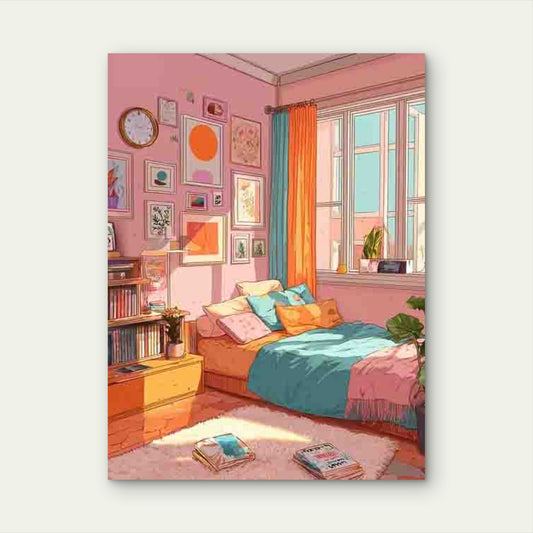 Trendy Preppy Orange Teal Dopamine 60x90cm Metal Print Ready to Hang