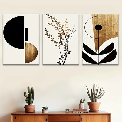 3pcs Minimalist, Golden, Brown, Green, Red, Purple,Metal Print Ready to Hang Art