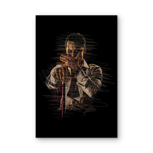Ominous Gilded Tattooed Villain 60x90cm Metal Print Ready to Hang