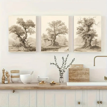 3pcs Minimalist & Tree Art Metal Print Ready to Hang Art