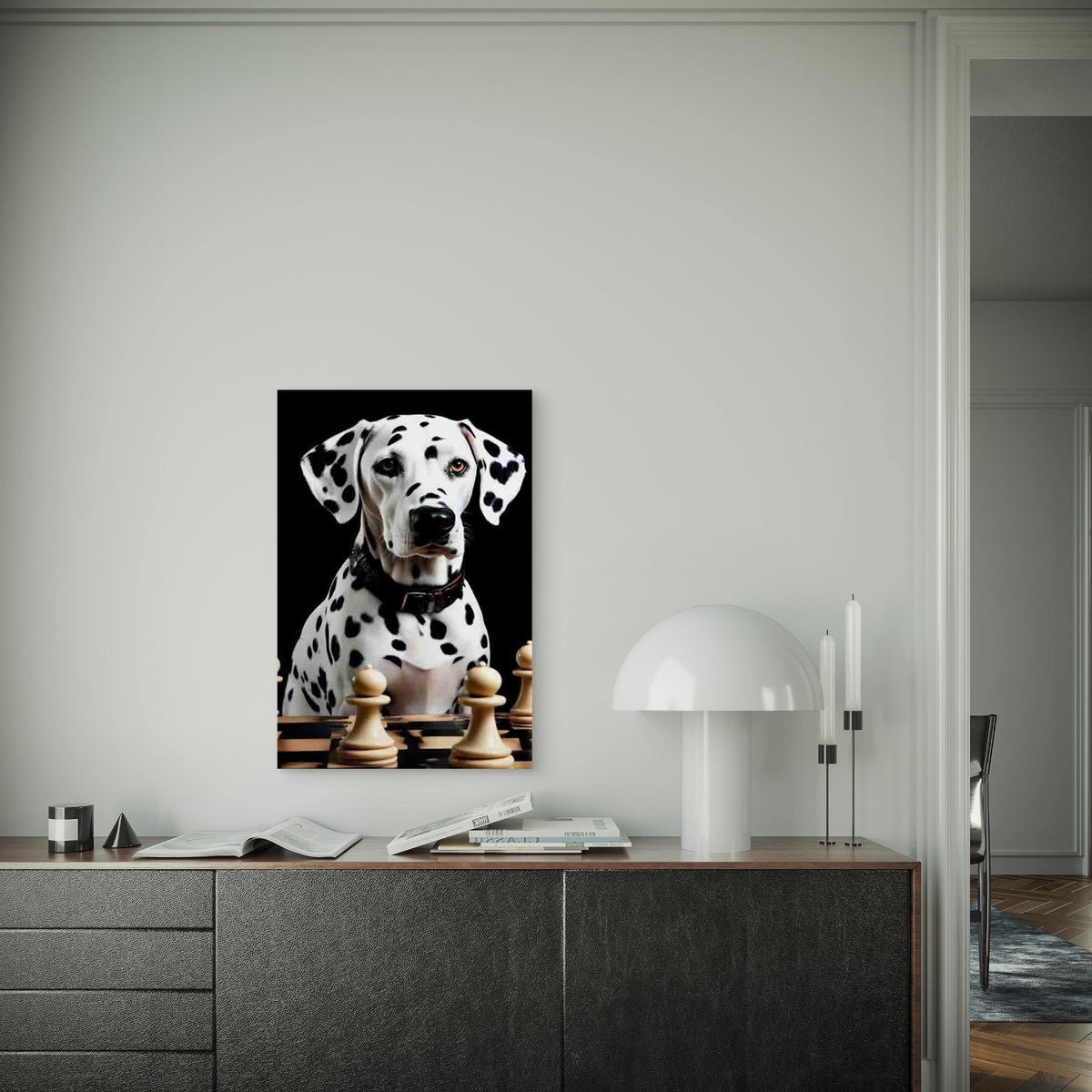 Dalmatian Chess Black & White Checkered Pattern Metal Print Ready to Hang