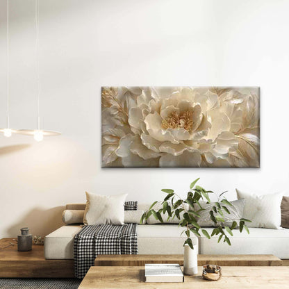 Elegant Beige Peony Blossom Wall Art Canvas Office Home Room Framed 120x60cm