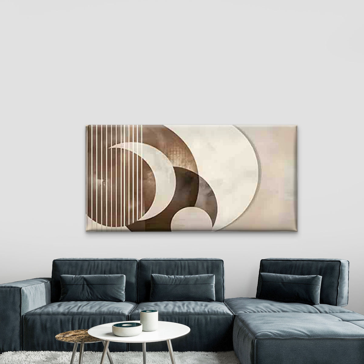 Geometric Abstract Arcs Wall Art Canvas Office Home Room Framed 120x60cm