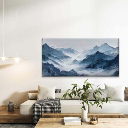 Misty Blue Mountain Landscape Wall Art Canvas Office Home Room Framed 120x60cm