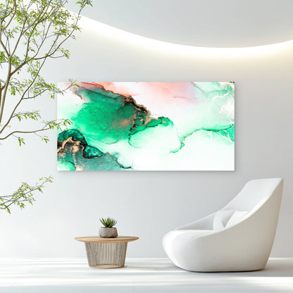 Jade Currents Golden Mist Wall Art Canvas Office Home Room Framed 120x60cm