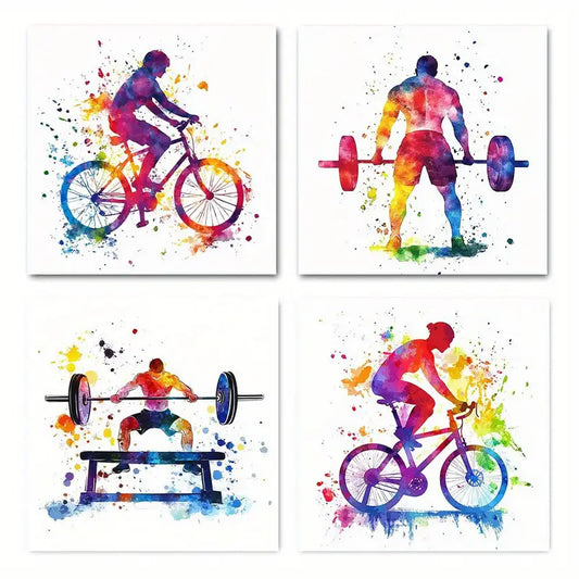 4pcs Workout Gym Decor FG    Wall Art Canvas Framed