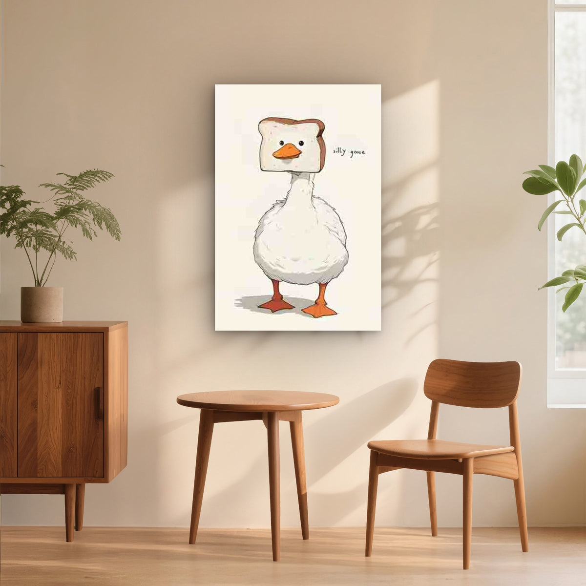 Silly Goose with Toast Head 40x60cm Metal Print Ready to Hang