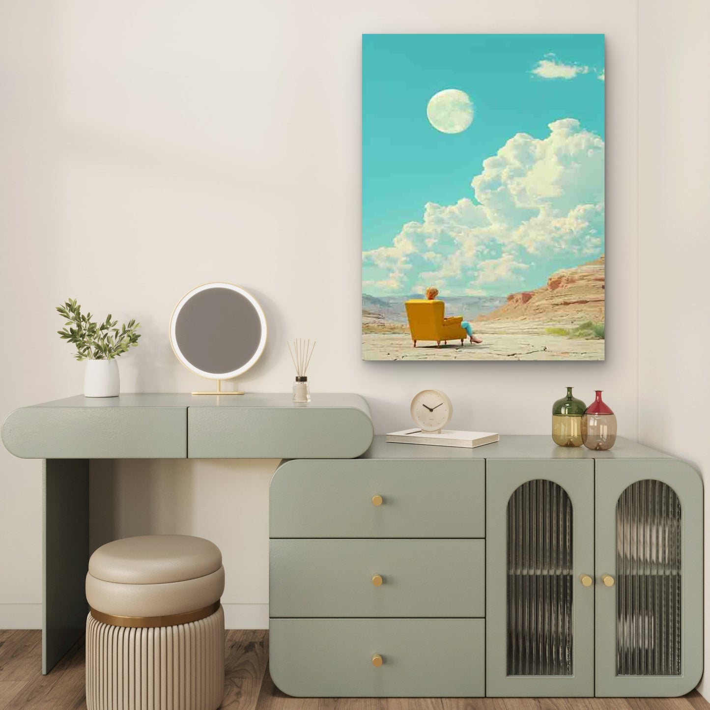 Minimalist and Surrealistic Photo of a Woman 60x90cm Metal Print Ready to Hang - Bella Home Decor