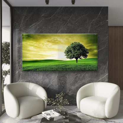 Featuring a Lone Tree Landscape Wall Art Canvas Office Home Room Framed 120x60cm
