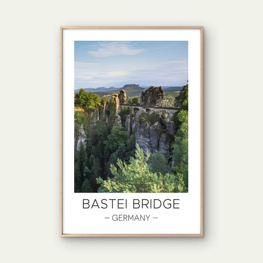 Bastei Bridge Over Saxon Switzerland Cliffs Travel Poster Print Wall Art
