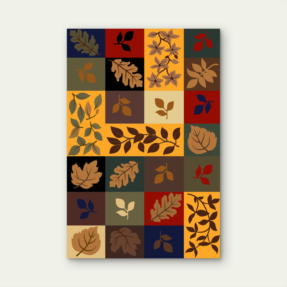 Seamless Autumn Leaf Pattern 60x90cm Metal Print Ready to Hang