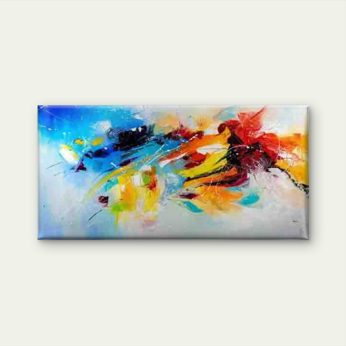 Vibrant Colorful Abstract Wall Art Canvas Office Home Room Framed 120x60cm