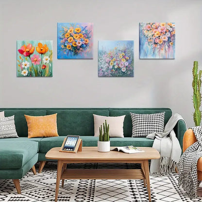 4pcs Romantic Bouquet Painting  PB Wall Art Canvas Framed