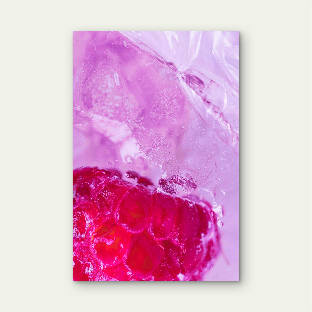 Close-Up Photograph of a Frozen Raspberry 60x90cm Metal Print Ready to Hang
