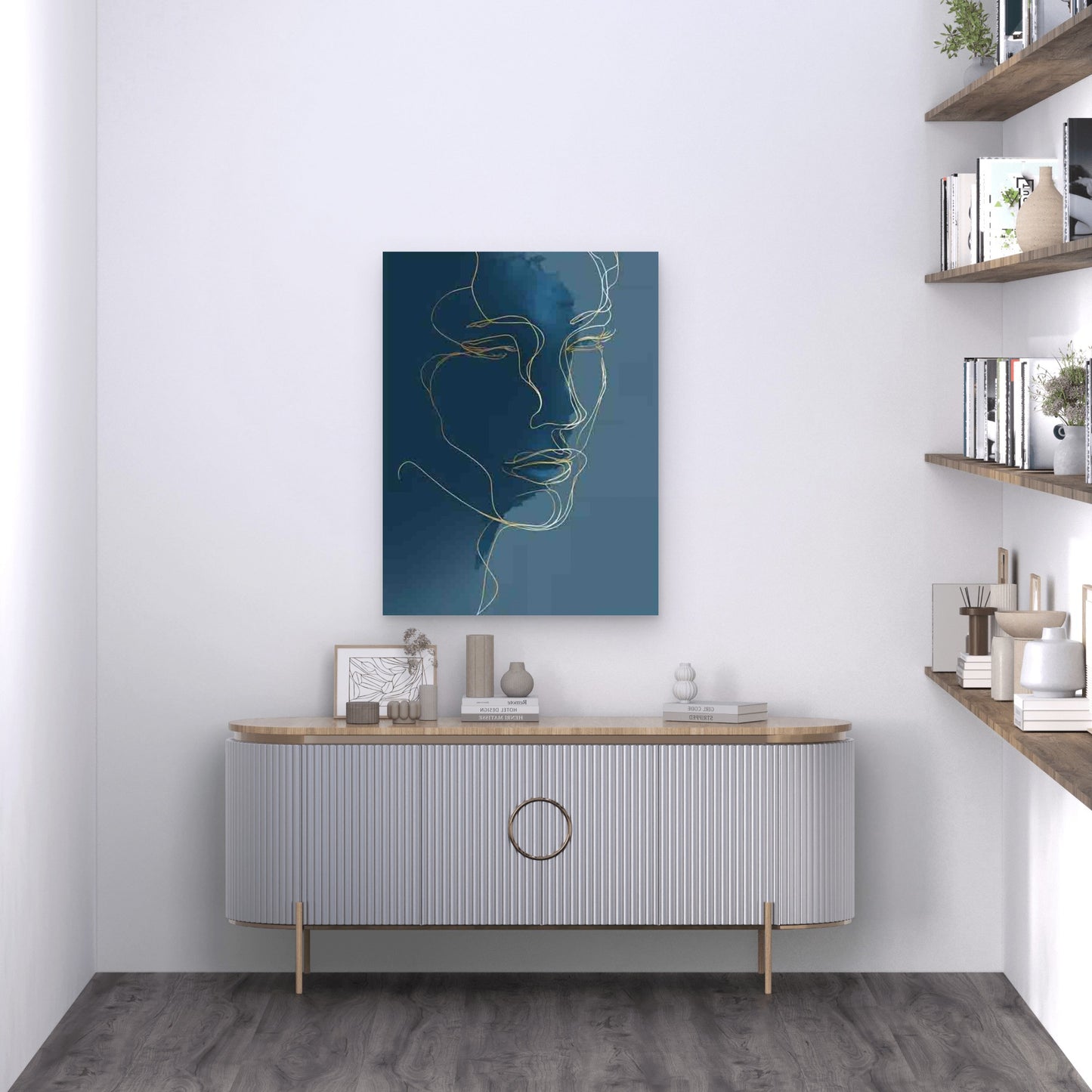 Abstract Woman Face Line Art 60x90cm Metal Print Ready to Hang