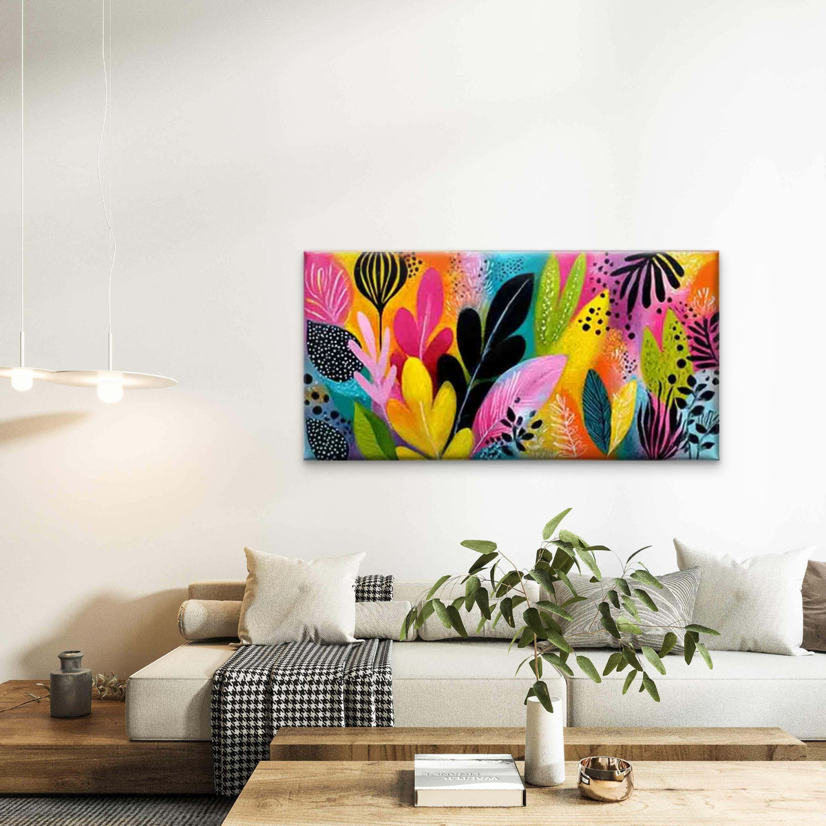 Foliage & Tropical Botanical Wall Art Canvas Office Home Room Framed 120x60cm