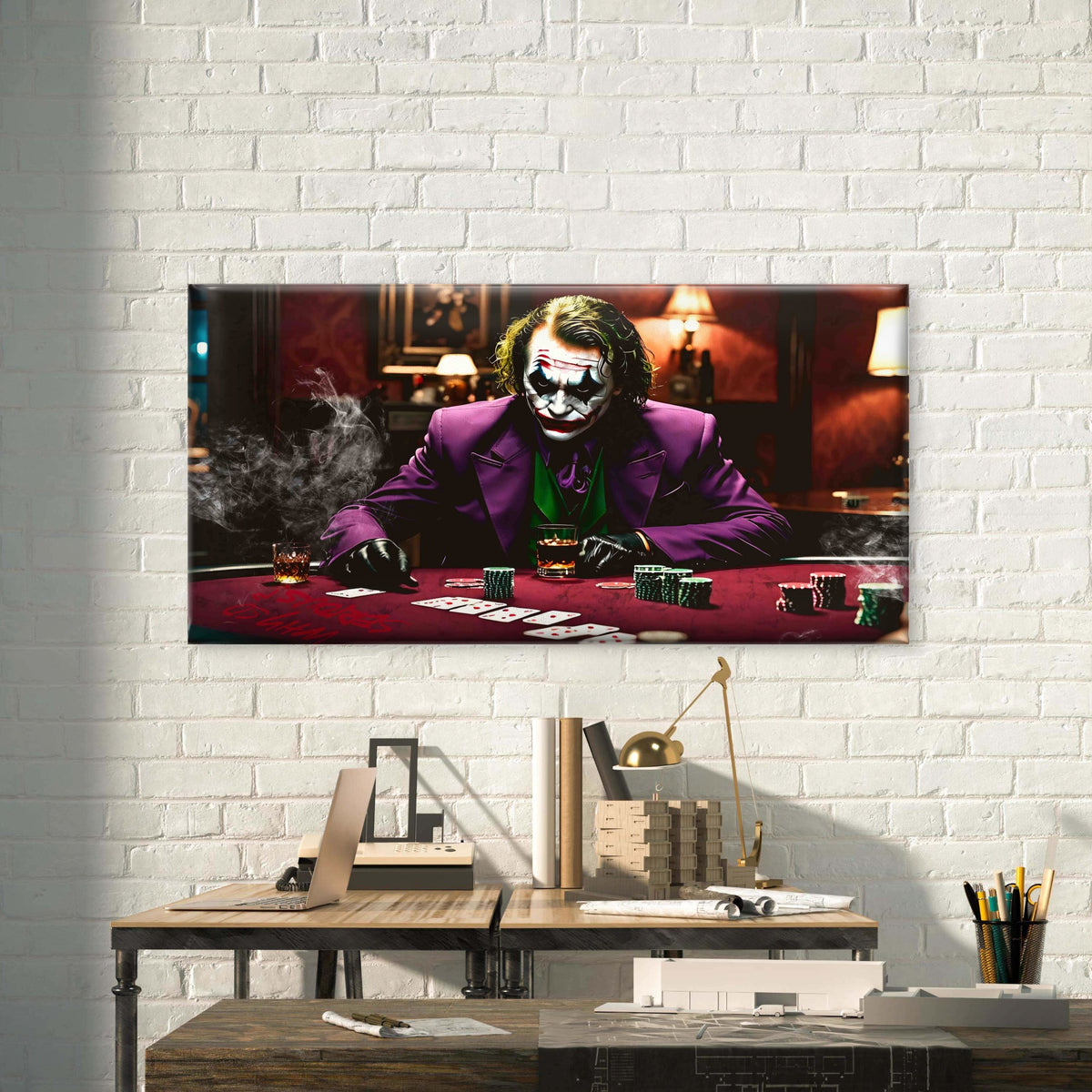 High Stakes Poker Night Wall Art Canvas Office Home Room Framed 120x60cm