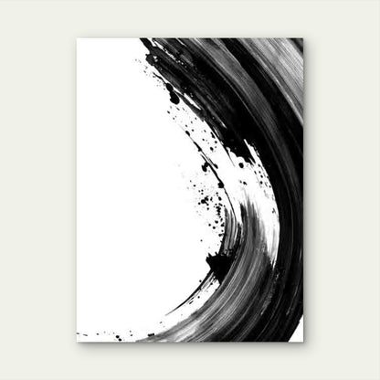 Abstract Black and White Brush Strokes Metal Print Ready to Hang